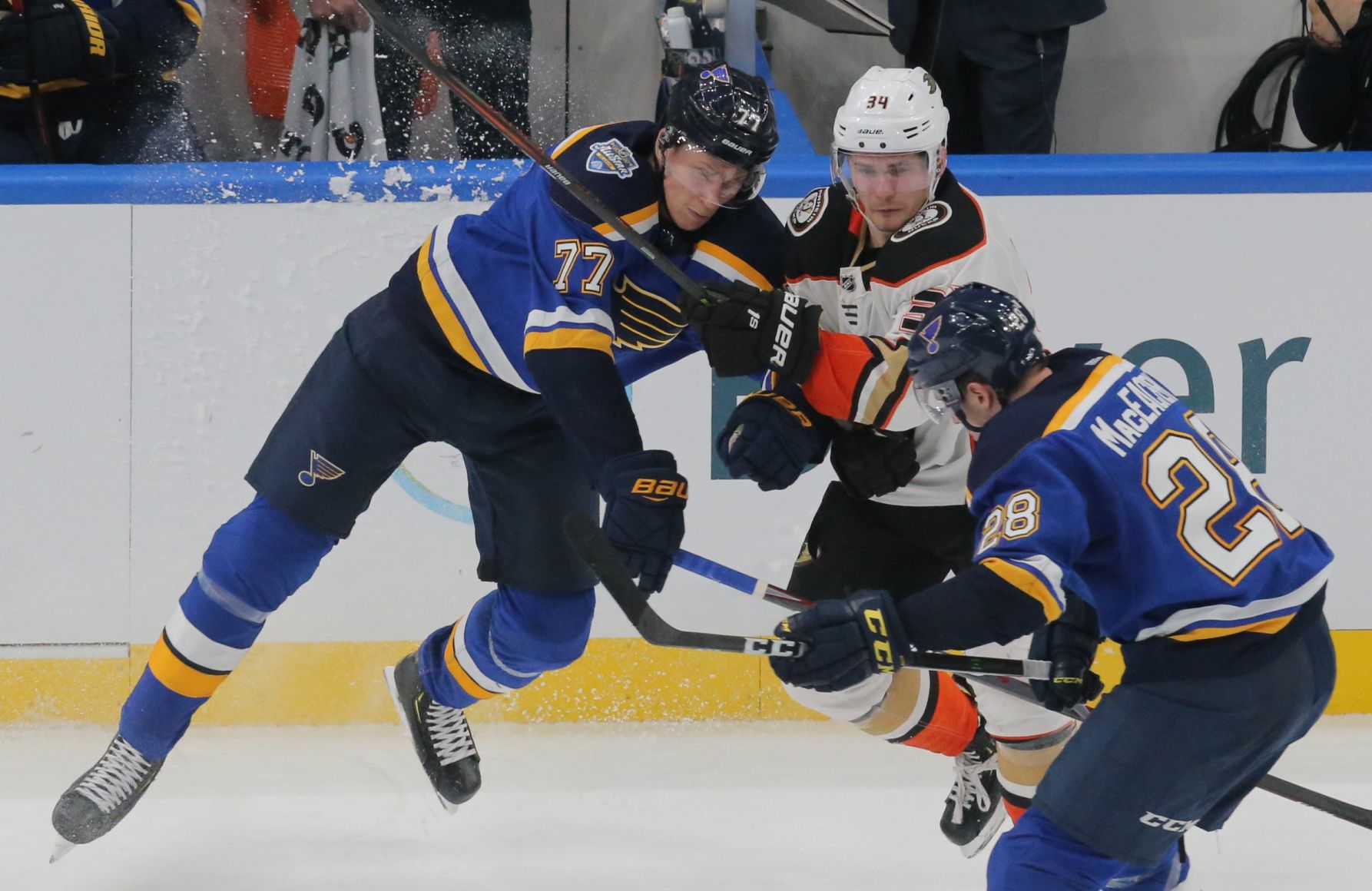 The Blues take on the Ducks at the Enterprise Center